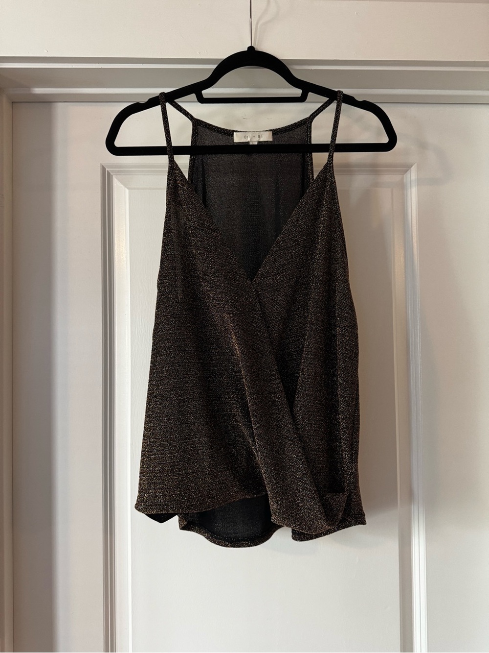 Shimmery Brown Wrap-Front Tank Top